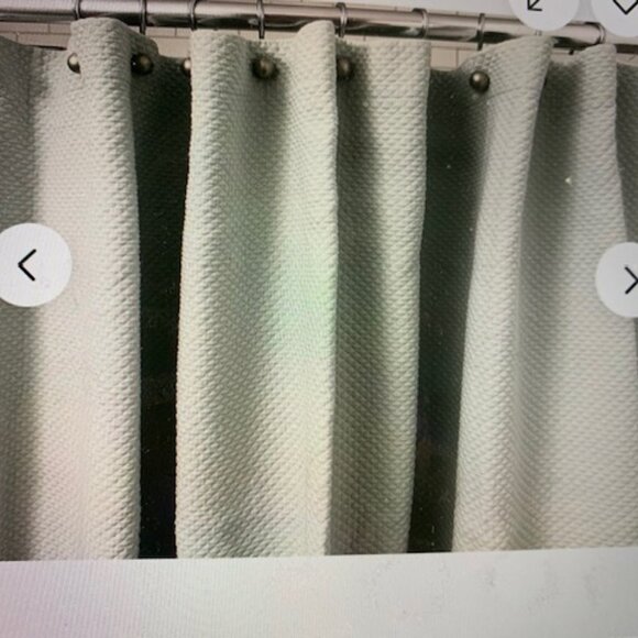 72 x 72 palest grey-green heavy cotton matelassé pattern shower curtain - Picture 1 of 5